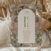 Art Nouveau Trouwen Gouden Accenten Tafelnummer