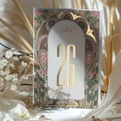 Art Nouveau Trouwen Gouden Accenten Tafelnummer