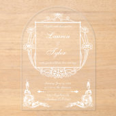 Art Nouveau Trouwkaart op Helder Acryl Uitnodigingen (Voorkant)