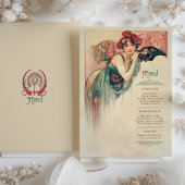 Art Nouveau Trouwmenu  Dame Kaart