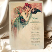 Art Nouveau Trouwmenu  Dame Kaart