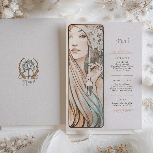 Art Nouveau Trouwmenu  Kaart