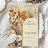 Art Nouveau Trouwmenu Kaart Bloemengodin