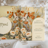 Art Nouveau Trouwmenu Kaart Bloemengodin