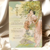 Art Nouveau Trouwmenu Kaart Bloemengodin