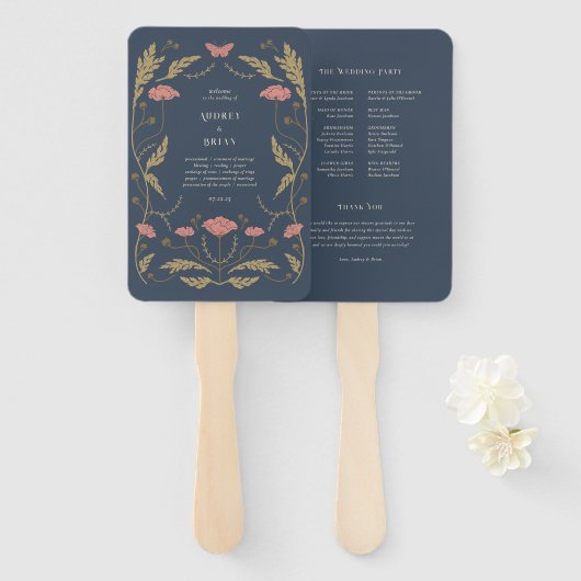  Art Nouveau trouwprogramma Handwaaier (Voorkant en achterkant)