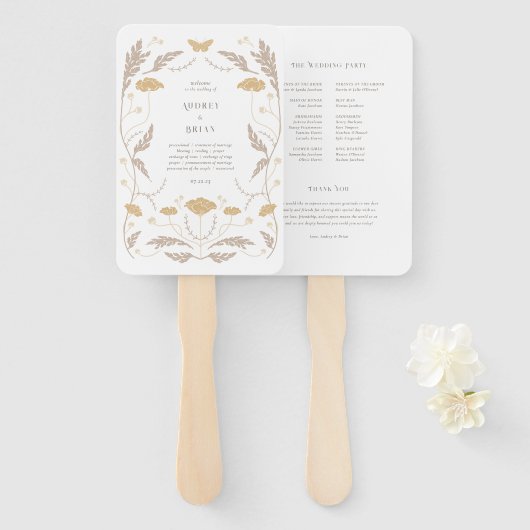 Art Nouveau trouwprogramma Handwaaier (Voorkant en achterkant)