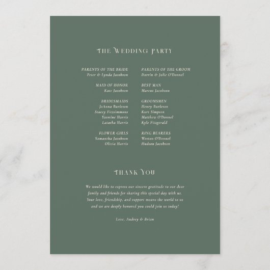  Art Nouveau trouwprogramma Programmakaart (Achterkant)