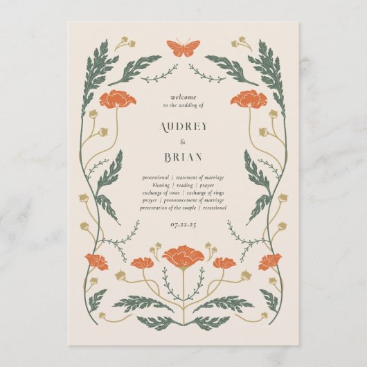 Art Nouveau trouwprogramma Programmakaart (Voorkant)