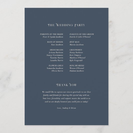 Art Nouveau trouwprogramma Programmakaart (Achterkant)