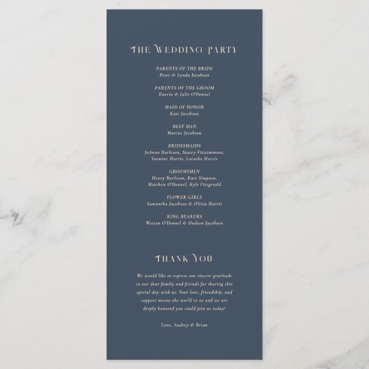 Art Nouveau trouwprogramma Programmakaart (Achterkant)