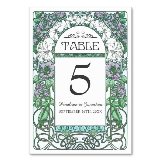 Art Nouveau Trouwtafel Kaarten (Set #2) (Voorkant)