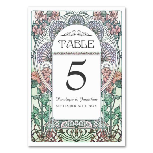 Art Nouveau Trouwtafel Kaarten (Set #3) (Voorkant)