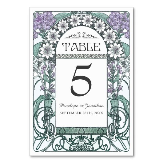 Art Nouveau Trouwtafel Kaarten (Set #6) (Voorkant)