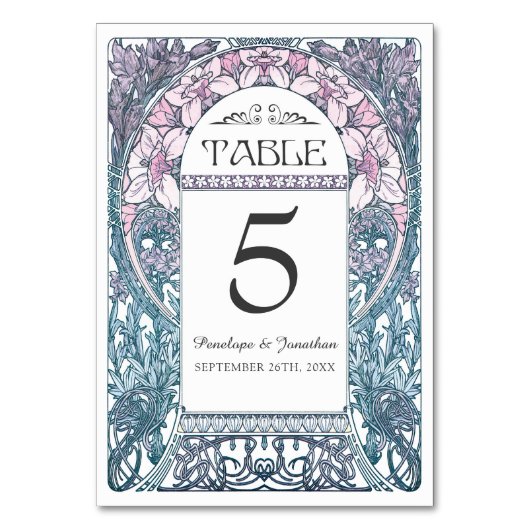 Art Nouveau Trouwtafel Kaarten (Set #8) (Voorkant)