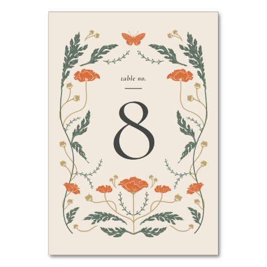 Art Nouveau Trouwtafel Nummer kaart (Voorkant)
