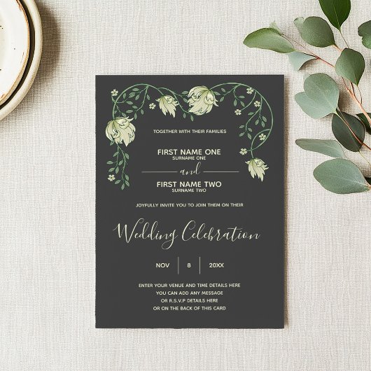 Art nouveau trouwuitnodiging kaart