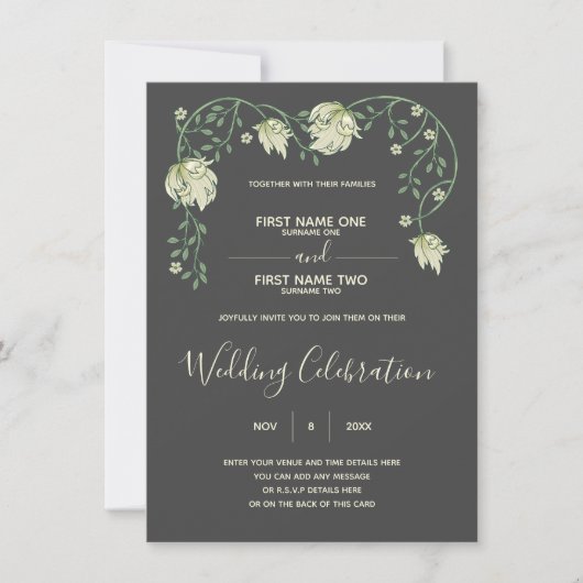 Art nouveau trouwuitnodiging kaart (Voorkant)