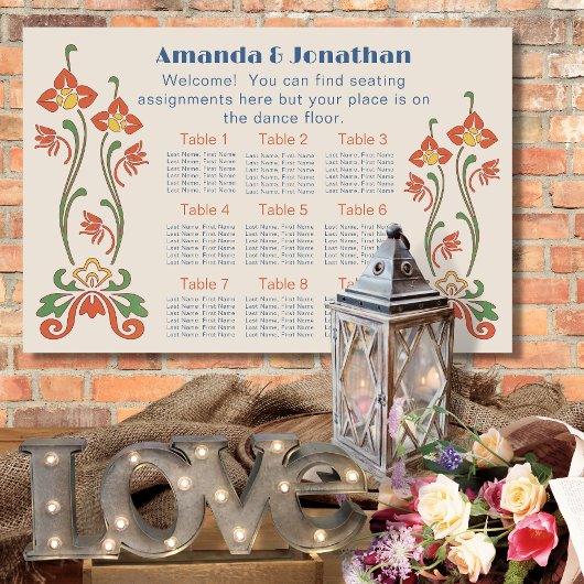 Art Nouveau Trouwzaal Stoelenplattegrond Poster