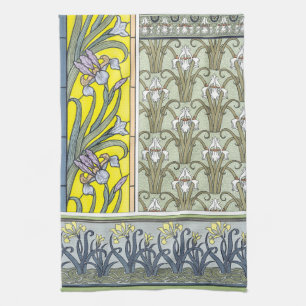 Art Nouveau, Tuin Iris Bloemen Theedoek