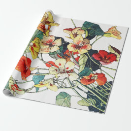 Art Nouveau tuin Nasturtium bloemen Cadeaupapier