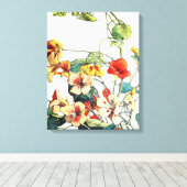 Art Nouveau tuin Nasturtium bloemen Canvas Afdruk (Insitu (Houten vloer))