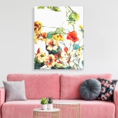 Art Nouveau tuin Nasturtium bloemen Canvas Afdruk (Insitu (Woonkamer))