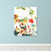 Art Nouveau tuin Nasturtium bloemen Canvas Afdruk (Insitu (Houten vloer))