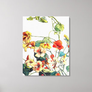 Art Nouveau tuin Nasturtium bloemen Canvas Afdruk