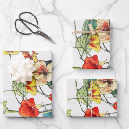 Art Nouveau tuin Nasturtium bloemen Inpakpapier Vel