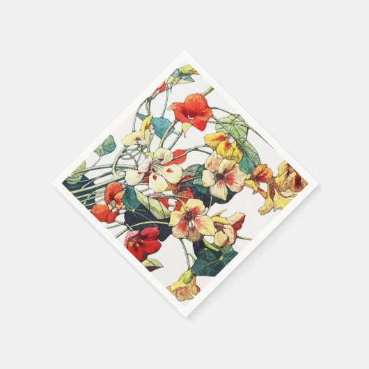 Art Nouveau tuin Nasturtium bloemen Servet (Hoek)