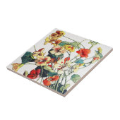 Art Nouveau tuin Nasturtium bloemen Tegeltje (Zijkant)