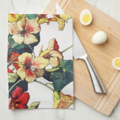 Art Nouveau tuin Nasturtium bloemen Theedoek (Quarter Fold)