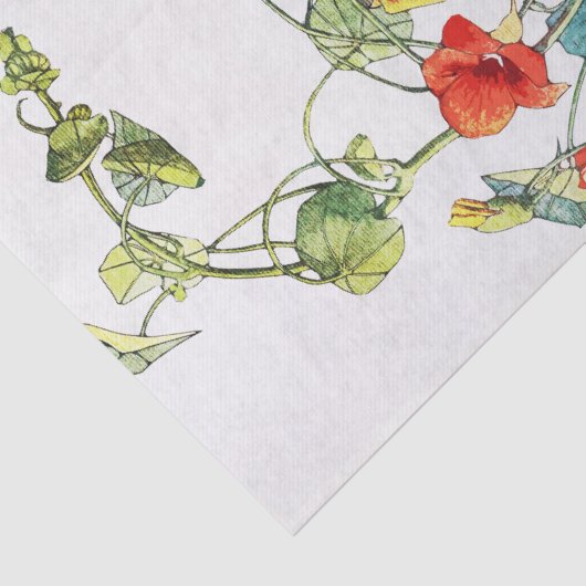 Art Nouveau tuin Nasturtium bloemen Tissuepapier (Detail)