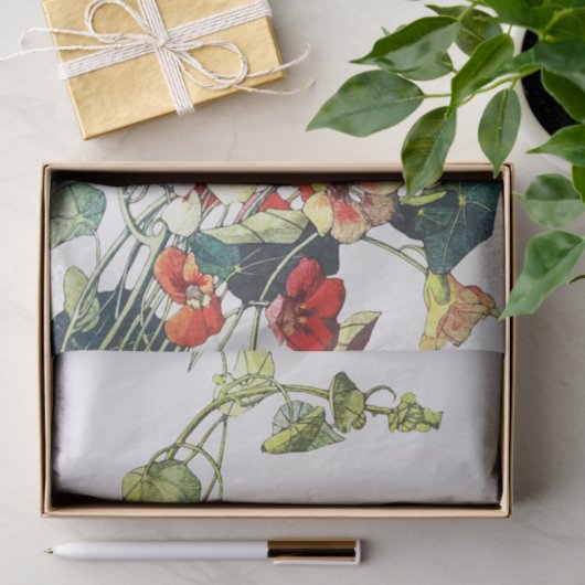 Art Nouveau tuin Nasturtium bloemen Tissuepapier (Geschenk)
