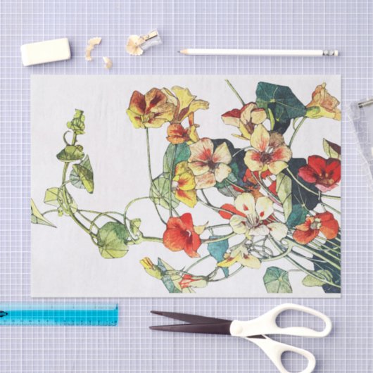 Art Nouveau tuin Nasturtium bloemen Tissuepapier (Craft)