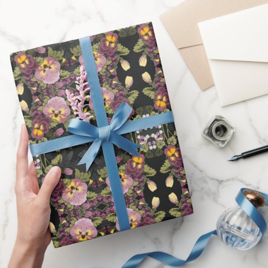 Art Nouveau Tuin van Pansies Vintage Cadeaupapier (Geschenken)