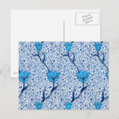 Art Nouveau Tulip Damask, Cobalt Blue Briefkaart (Voorkant / Achterkant)