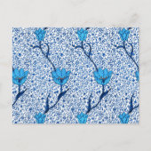 Art Nouveau Tulip Damask, Cobalt Blue Briefkaart (Voorkant)