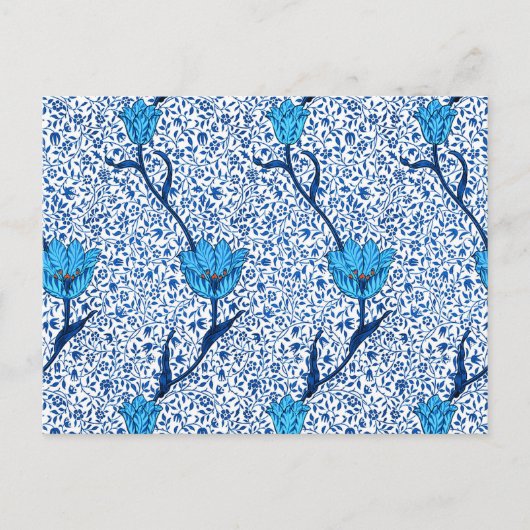 Art Nouveau Tulip Damask, Cobalt Blue Briefkaart (Voorkant)