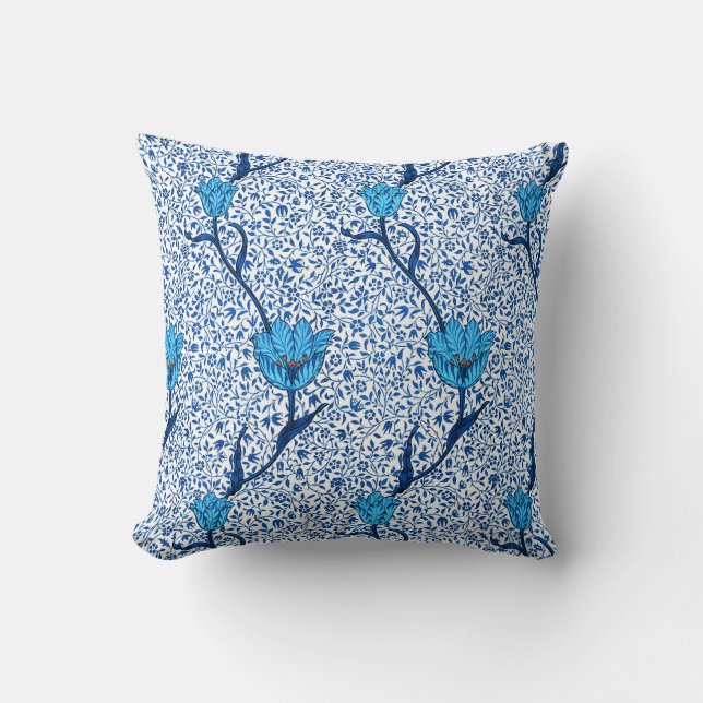 Art Nouveau Tulip Damask, Cobalt Blue Kussen (Voorkant)