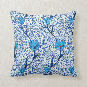Art Nouveau Tulip Damask, Cobalt Blue Kussen