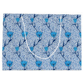 Art Nouveau Tulip Damask, Cobalt Blue Large Cadeautasje (Achterkant)