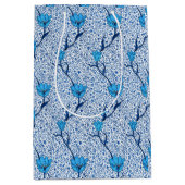 Art Nouveau Tulip Damask, Cobalt Blue Medium Cadeauzakje (Voorkant)