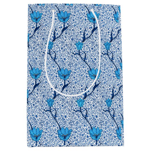 Art Nouveau Tulip Damask, Cobalt Blue Medium Cadeauzakje (Voorkant)