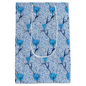 Art Nouveau Tulip Damask, Cobalt Blue Medium Cadeauzakje (Achterkant)
