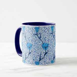 Art Nouveau Tulip Damask, Cobalt Blue Mok