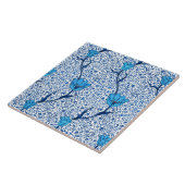 Art Nouveau Tulip Damask, Cobalt Blue Tegeltje (Zijkant)