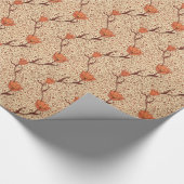 Art Nouveau Tulip Damask, Coral en Beige Cadeaupapier (Hoek)