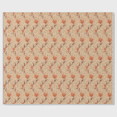 Art Nouveau Tulip Damask, Coral en Beige Cadeaupapier (Vlak)